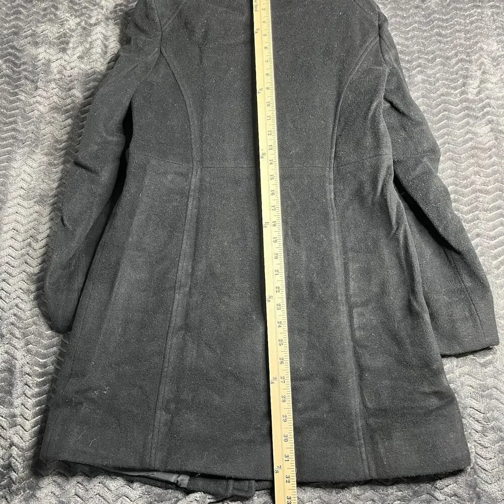 Michael Michael Kors Black Collar Zip Wool Blend Coat Womens Size Small